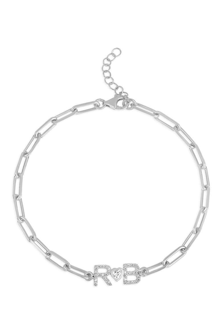 Pavé Initial Heart Bracelet, Main, color, SILVER