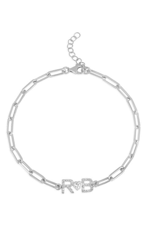 Pavé Initial Heart Bracelet