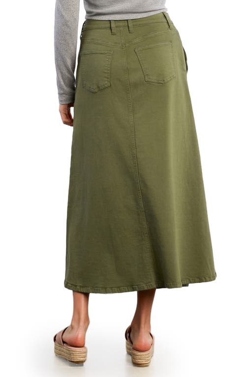 Hint Of Blu Denim Maxi Skirt In Green