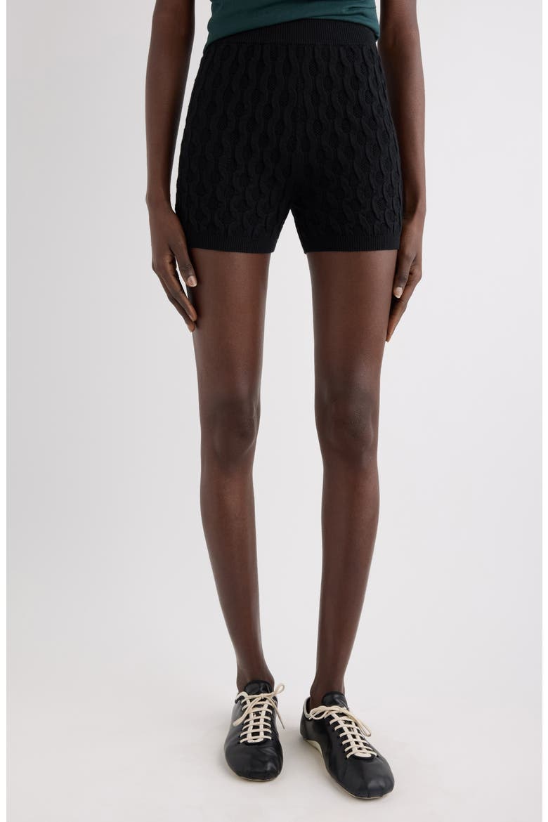 Target Merino Wool Pointelle Shorts, Main, color, BLACK