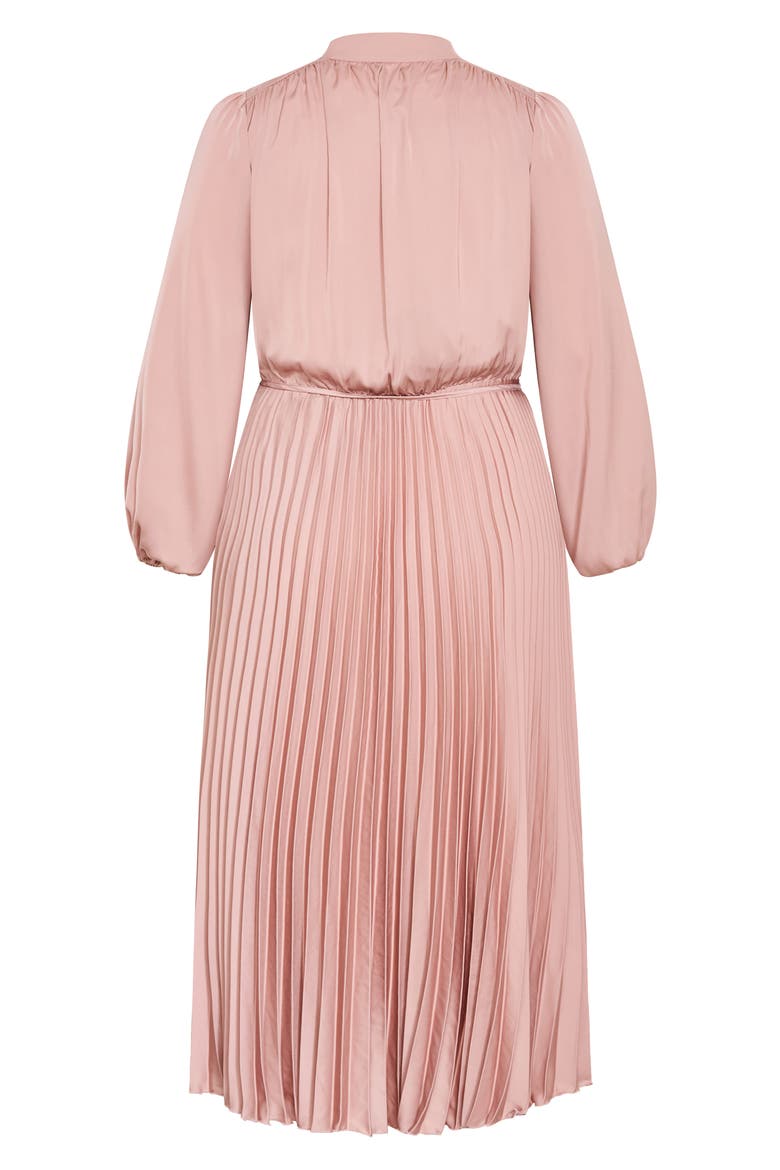 Haley Pleated Long Sleeve Midi Dress, Alternate, color, DUSTY PINK