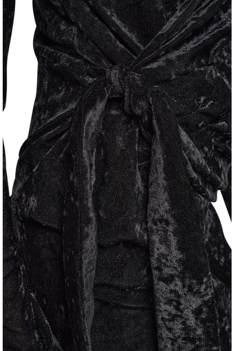 Velvet Wrap Top, Alternate, color, BLACK