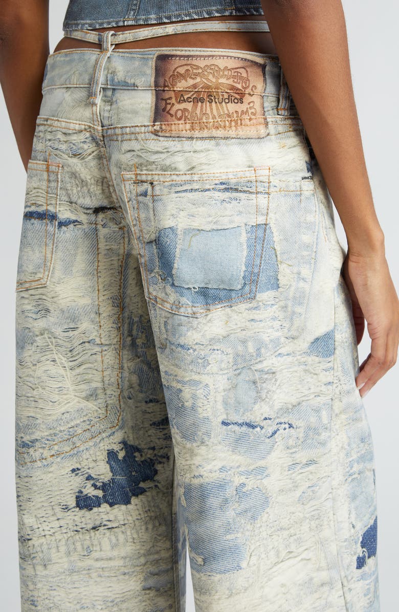 Acne Studios Rip & Repair Denim Wide Leg Jeans, Alternate, color, 