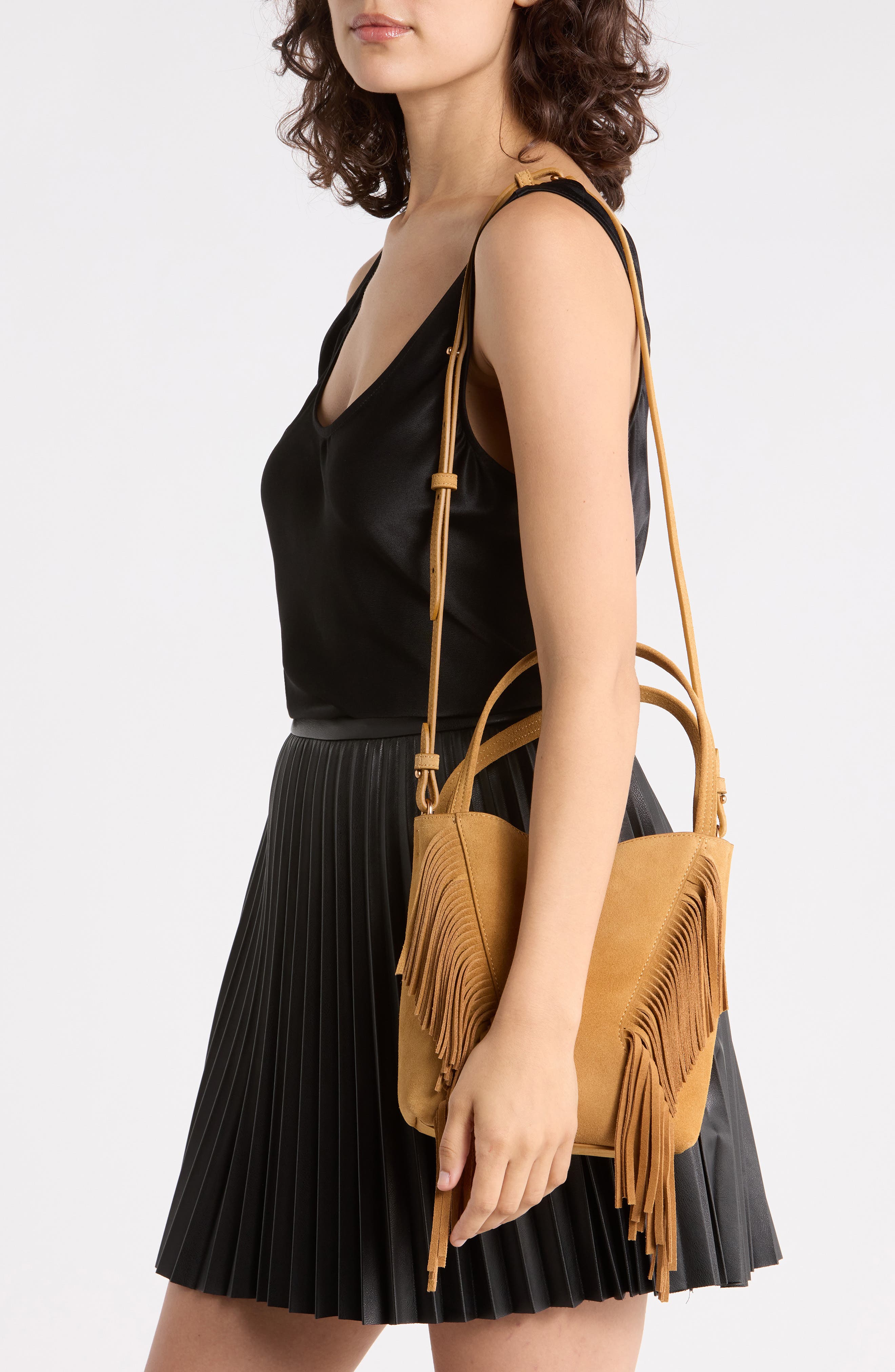 Rhett Fringe Suede Crossbody Bag, Alternate, color, CARAMEL