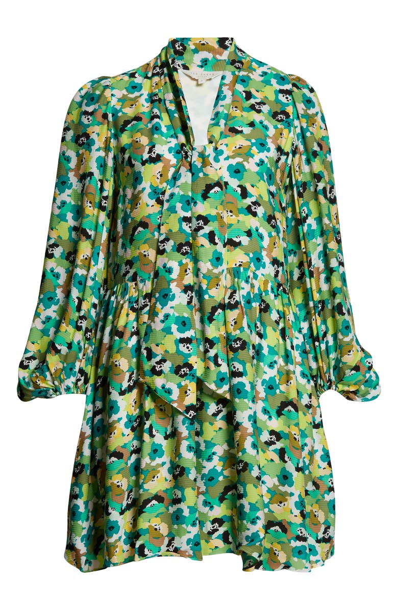 Ted Baker London Ilva Tie Neck Long Sleeve Cotton Minidress, Alternate, color, 