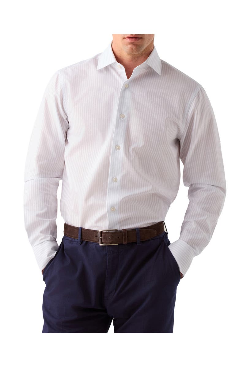 Robert Talbott Reynolds Dobby Stripe Contemporary Fit Shirt, Main, color, Pale Gray