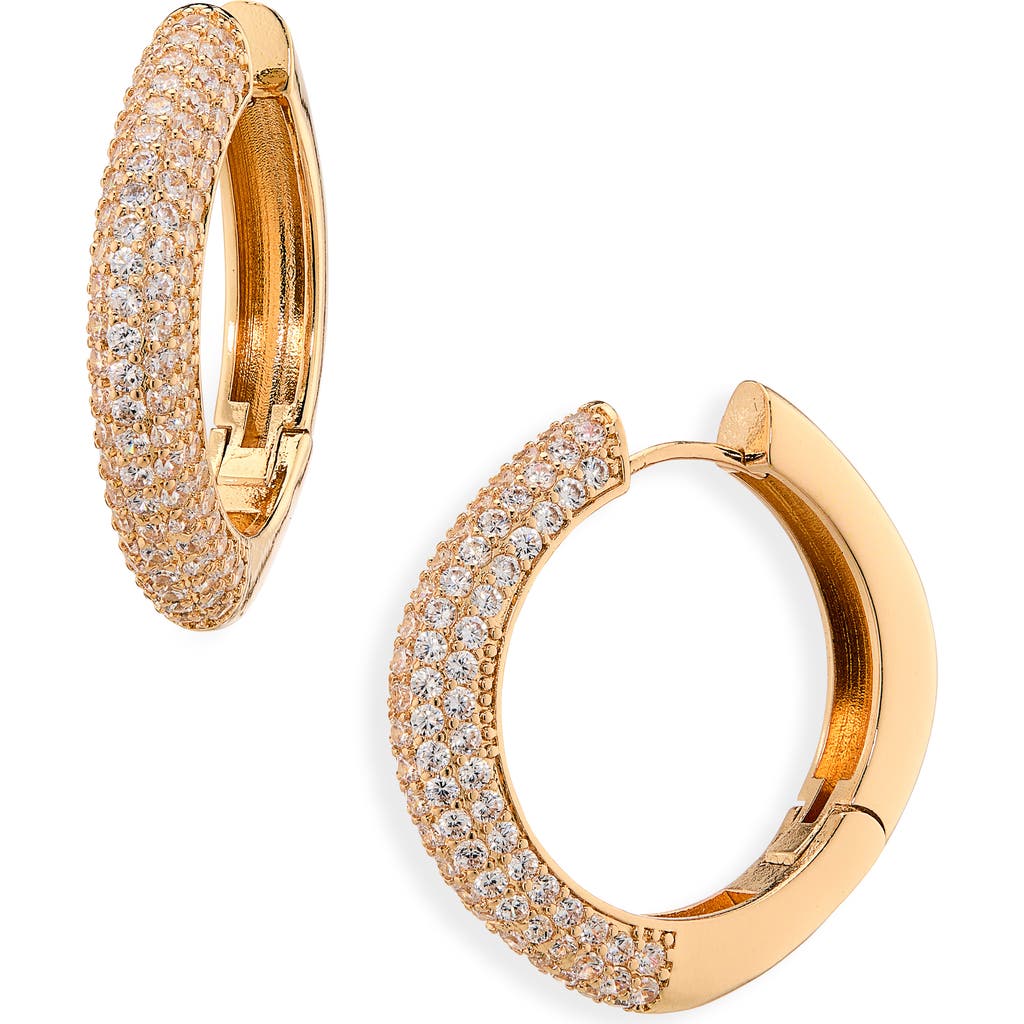 Cara Cubic Zirconia Chunky Hoop Earrings In Metallic