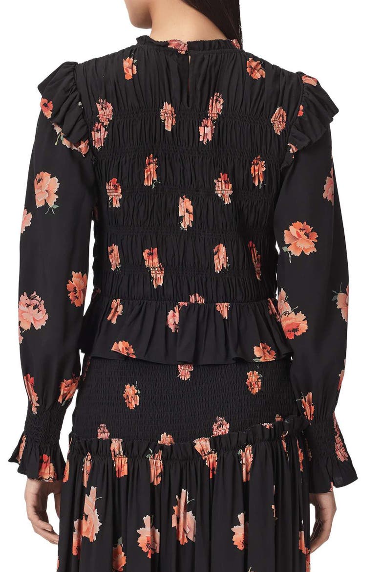 Lauren Ruffle Long Sleeve Top, Alternate, color, LA RAINE BLACK