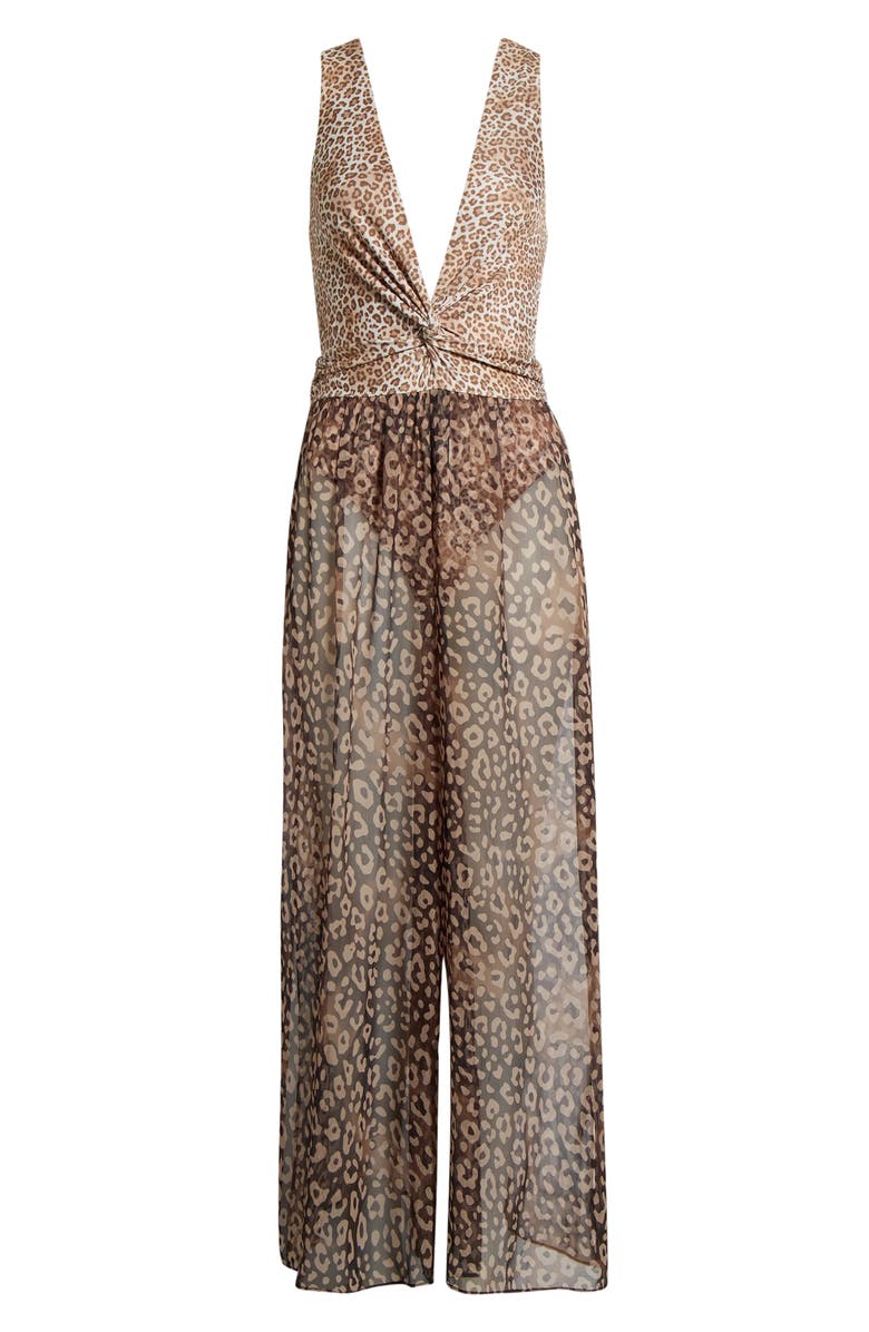 Ramy Brook Kensley Cover-Up Jumpsuit, Alternate, color, Dark Leopard