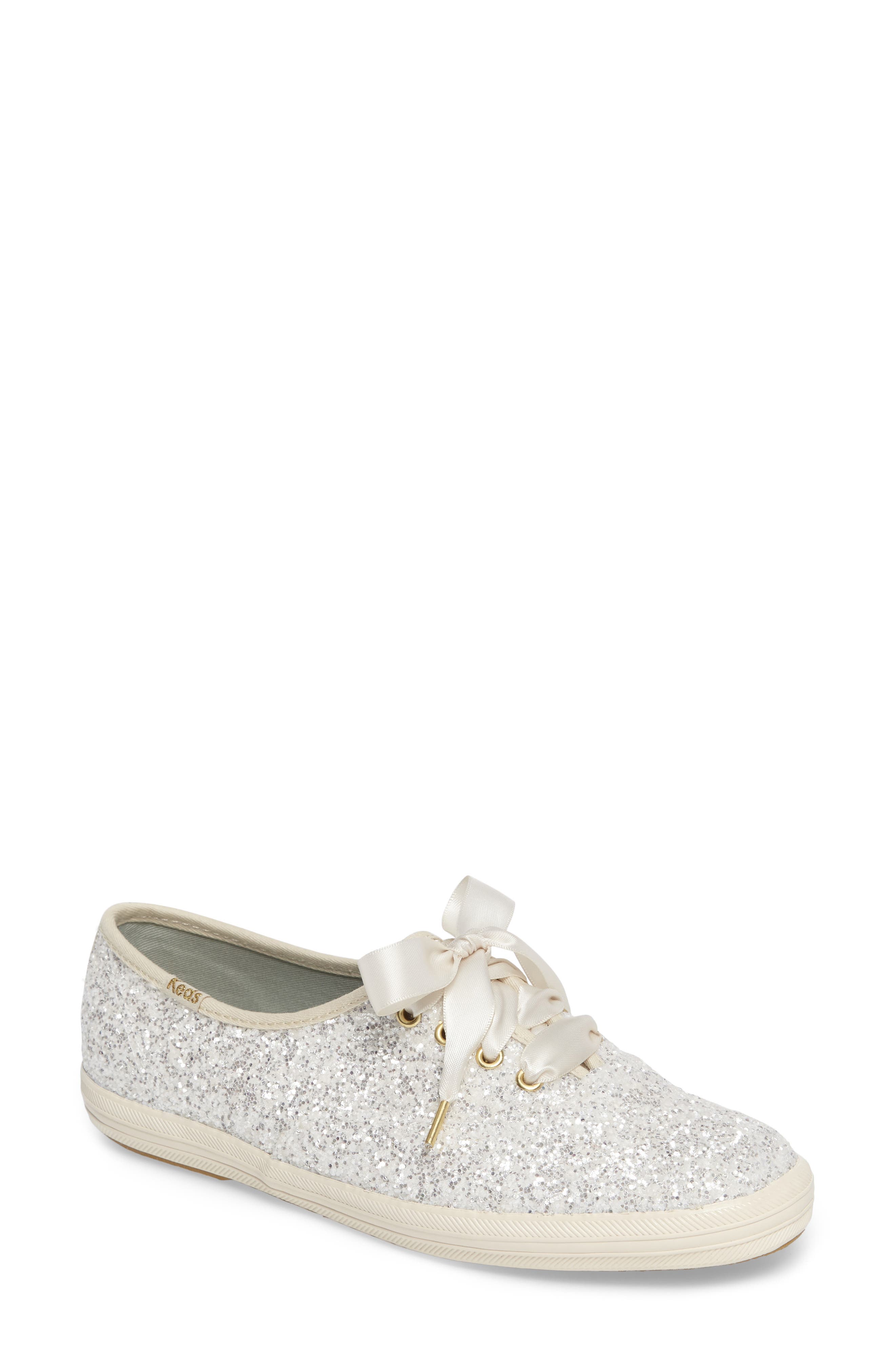 Keds® x kate spade new york glitter sneaker, Main, color, CREAM