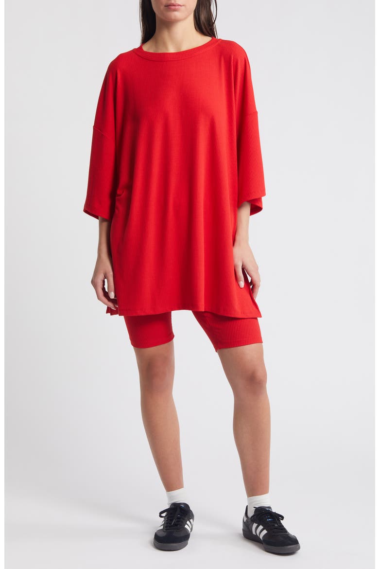 Malone Rib Oversize T-Shirt & Shorts Set, Main, color, RED
