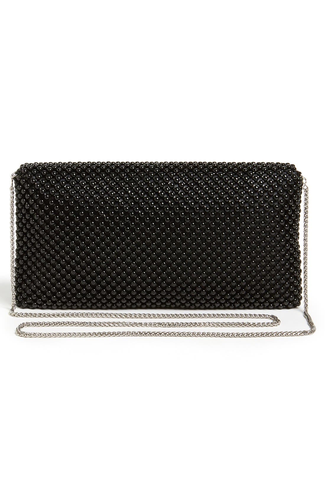 Beaded Mesh Clutch, Alternate, color, BLACK