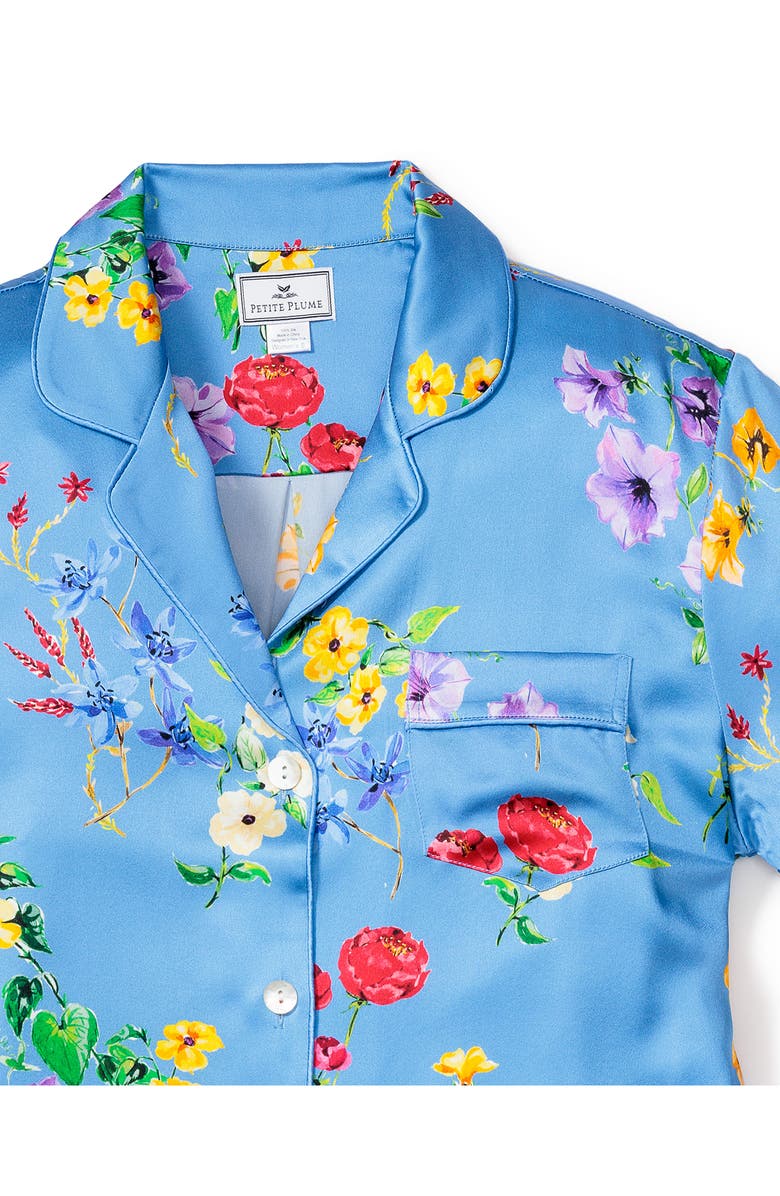 Petite Plume Brilliant Botanical Mulberry Silk Pajamas, Alternate, color,