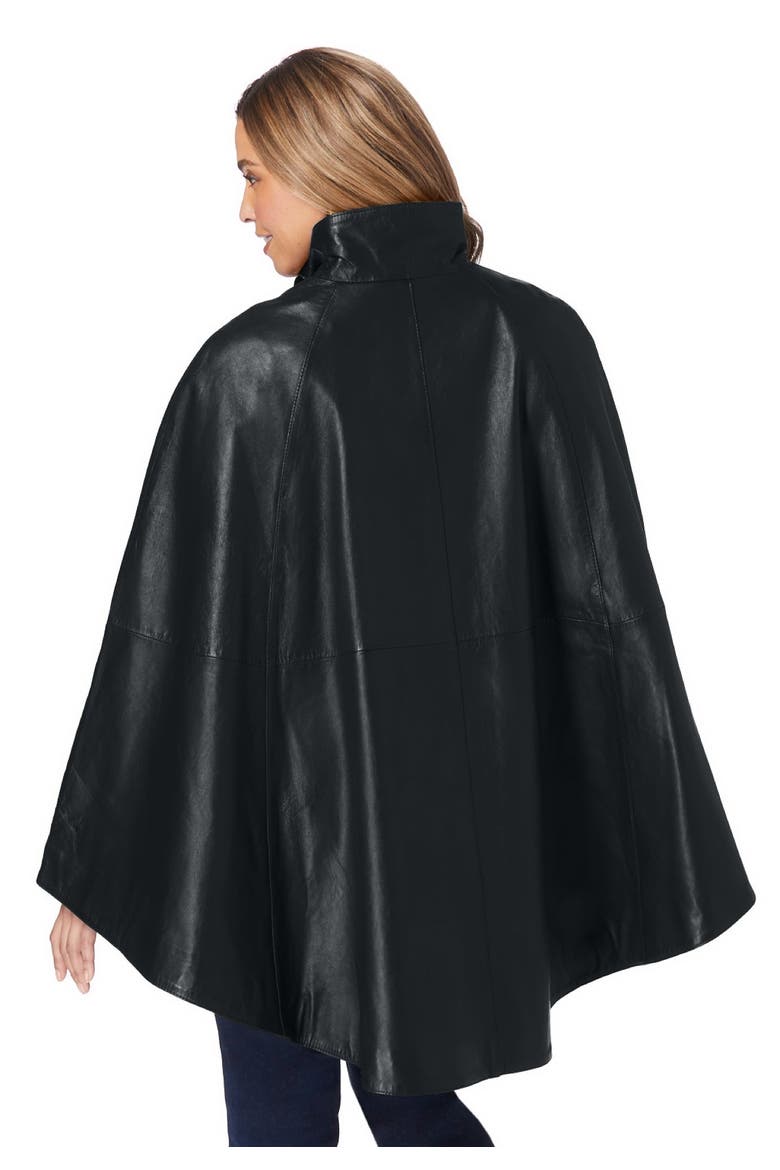Leather Poncho, Alternate, color, BLACK