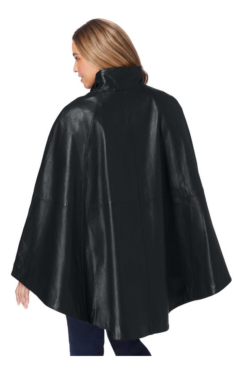 Jessica London Leather Poncho, Alternate, color, Black
