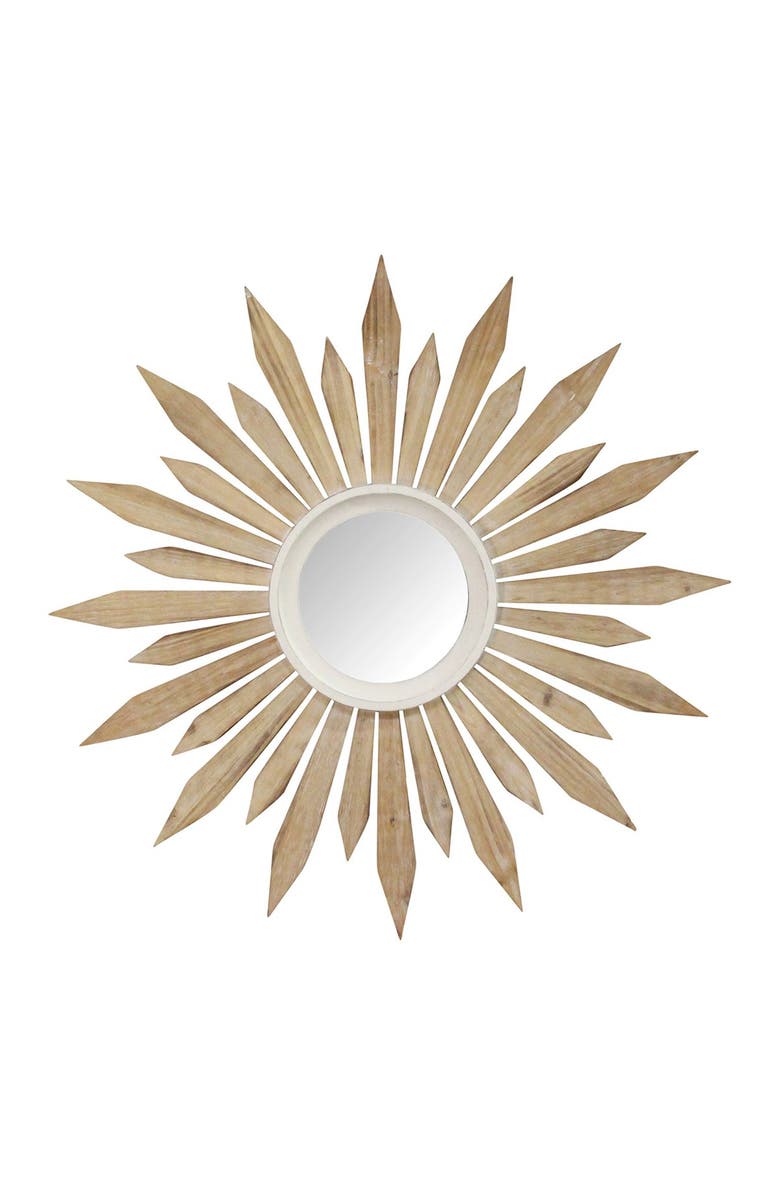 STRATTON HOME DECOR 30" Taylor Wood Starburst Wall Mirror, Main, color, 
