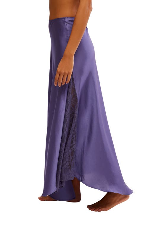 Shop Free People Make You Mine Lace Inset Satin Maxi Slip Skirt In Heron