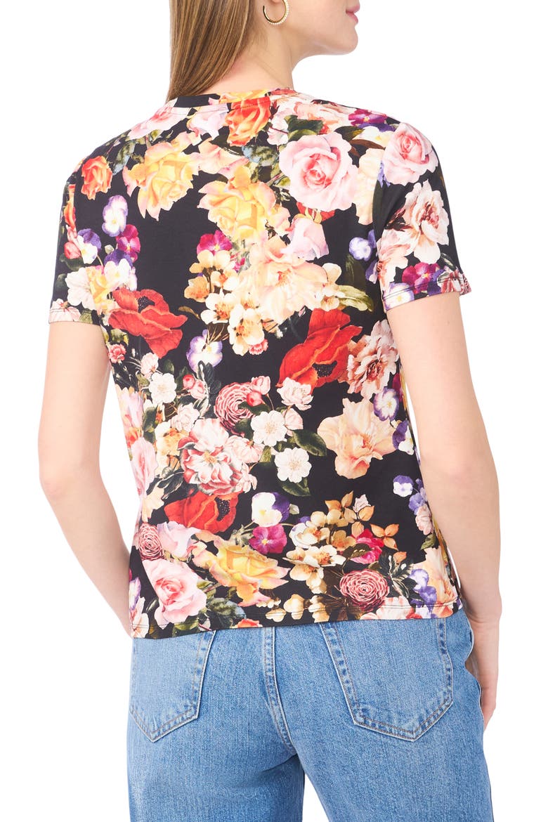 Floral Print T-Shirt, Alternate, color, RICH BLACK