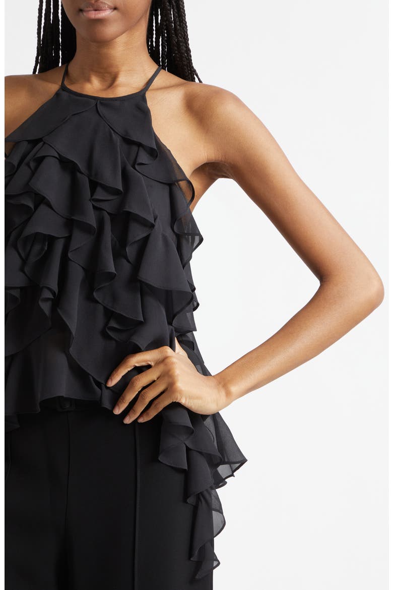 Iska Ruffle Sleeveless Top, Alternate, color, BLACK