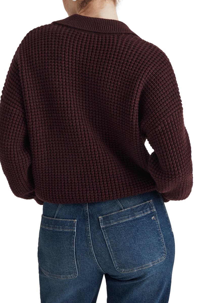 Madewell Waffle Knit Henley Sweater, Alternate, color, Heather Currant
