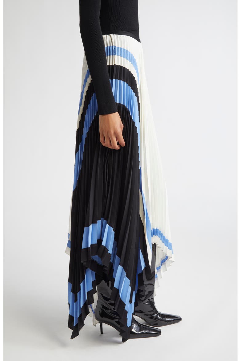 Emilia Abstract Print Pleated Asymmetric Skirt, Alternate, color, WHITE MULTI