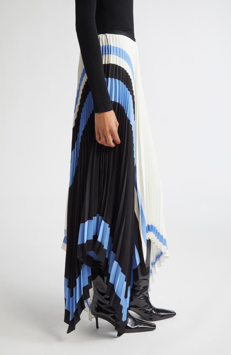 Proenza Schouler Emilia Abstract Print Pleated Asymmetric Skirt, Alternate, color, White Multi