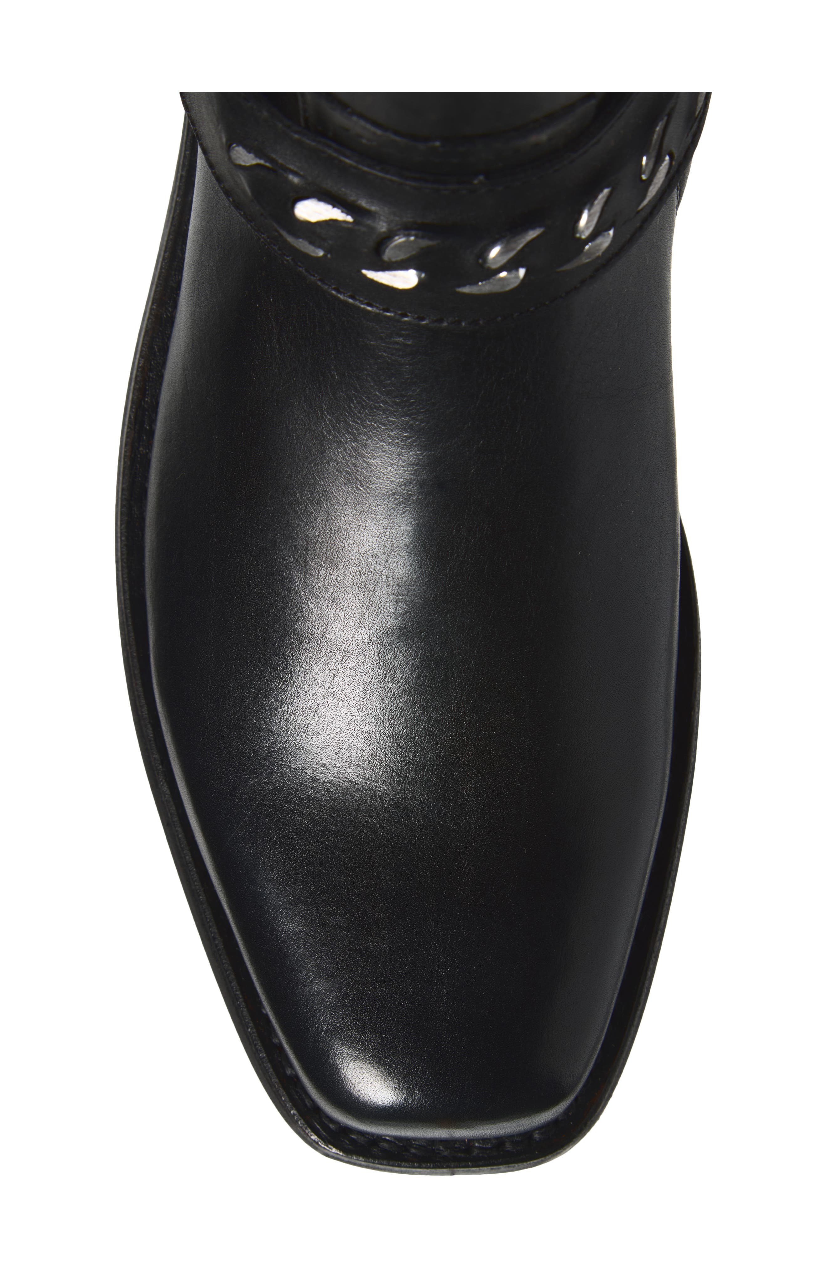 Conway Chain Harness Leather Boot, Alternate, color, BLACK