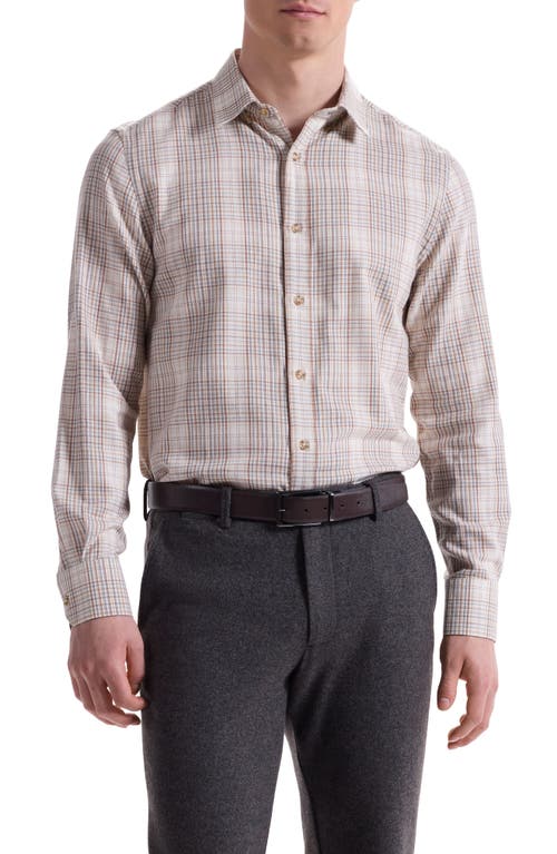 Bugatchi Karl Shaped Fit Plaid Cotton Button-up Shirt In Brown