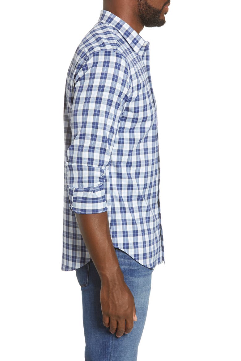 Slim Fit Plaid Button-Up Tech Shirt, Alternate, color, LODI BLUE DEPTHS