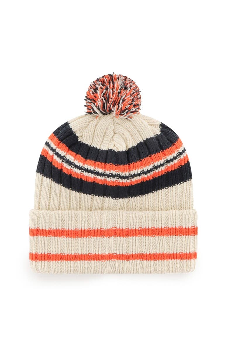 '47 Men's '47 Natural Detroit Tigers Home Patch Cuffed Knit Hat with Pom, Alternate, color, 