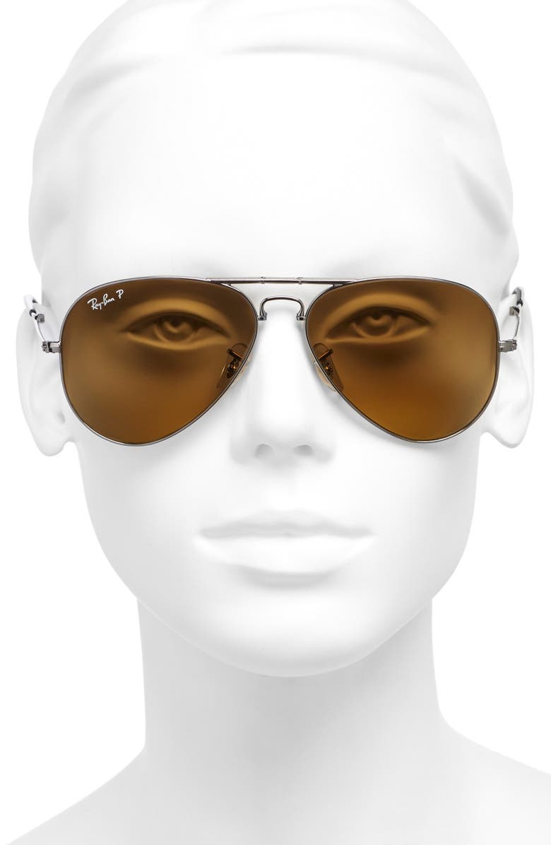 Ray-Ban 58mm Folding Aviator Sunglasses, Alternate, color, 