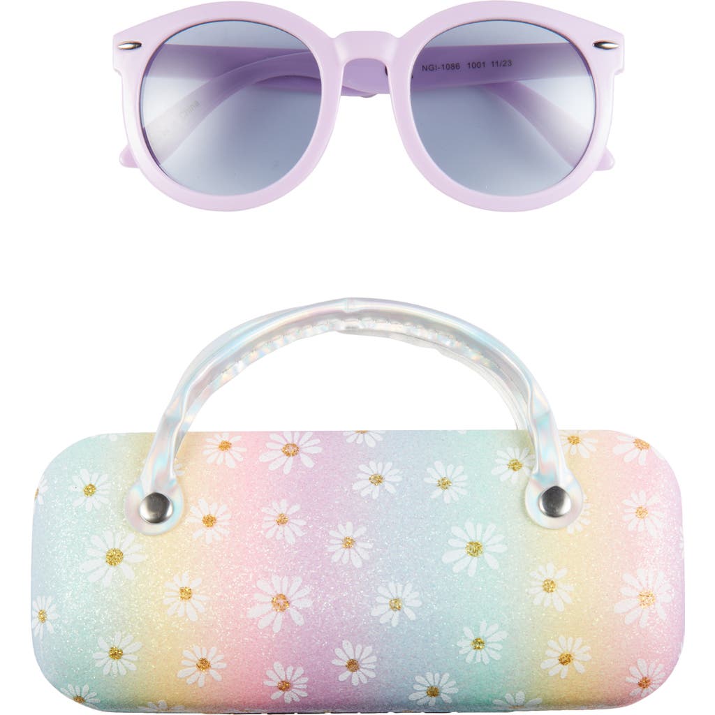 Capelli New York Kids' Round Sunglasses & Daisy Rainbow Case Set In Lilac