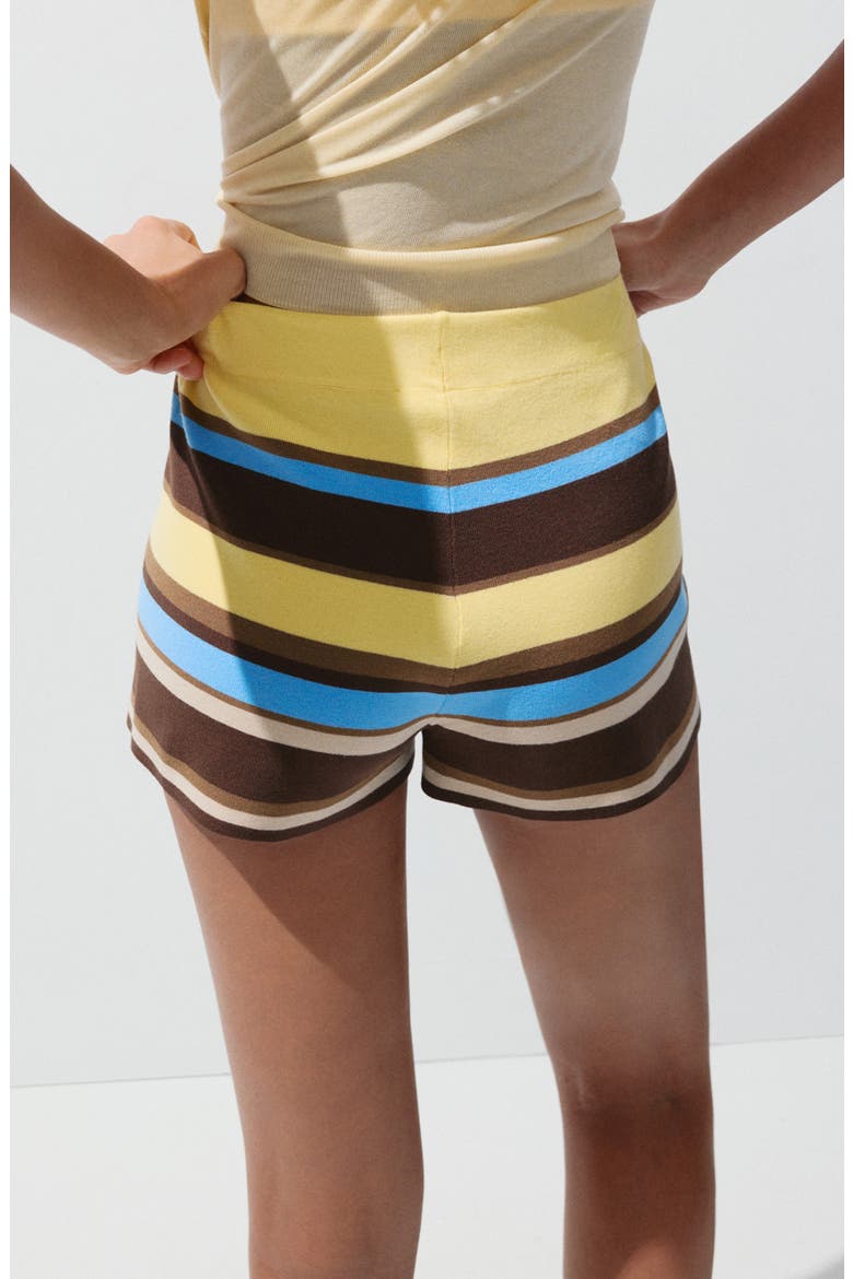 Stripe Knit Shorts, Alternate, color, PASTEL YELLOW