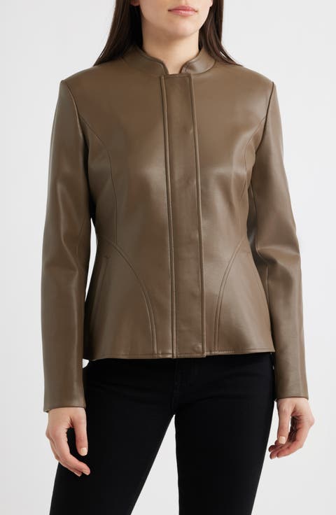 Zip Front Faux Leather Jacket