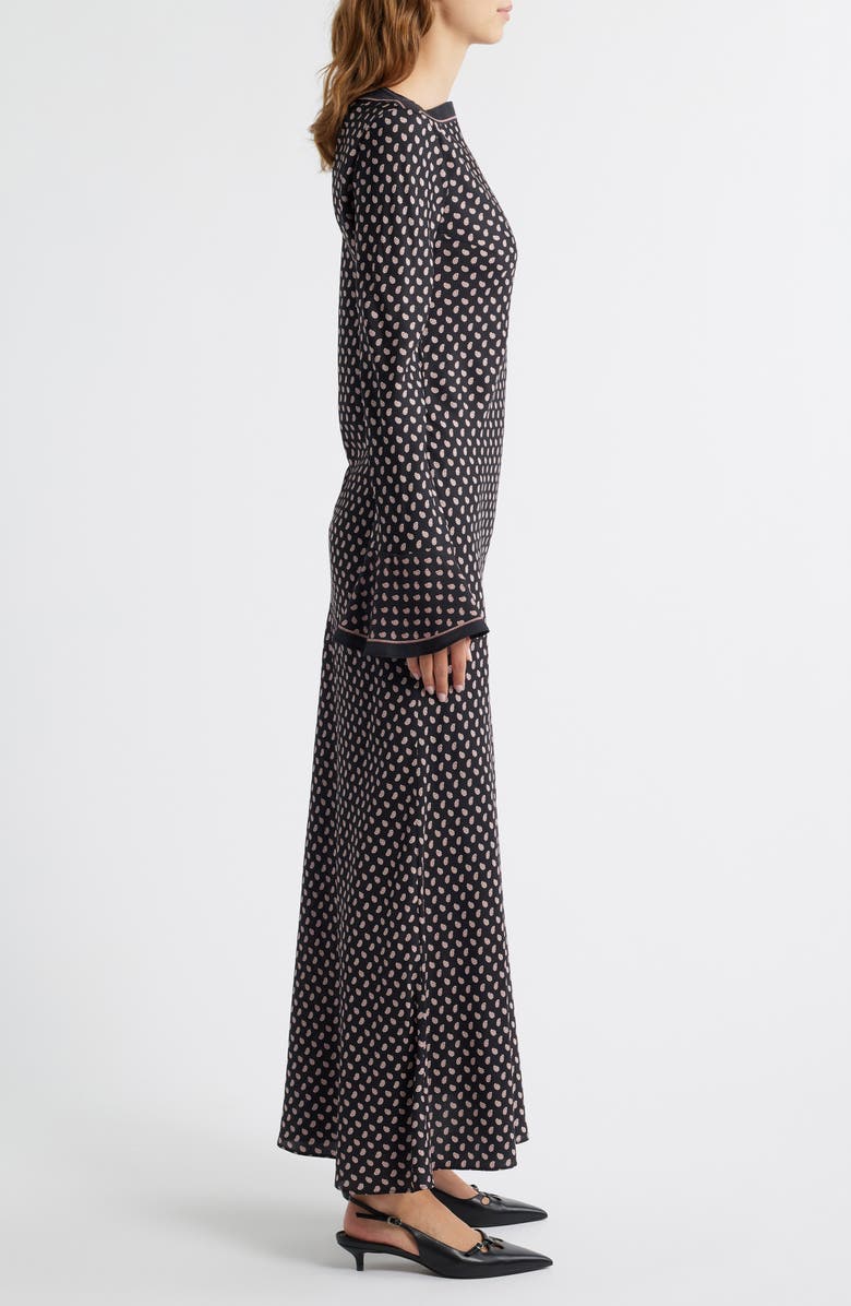 DÔEN Daniva Long Sleeve Silk Blend Satin Maxi Dress, Alternate, color, 