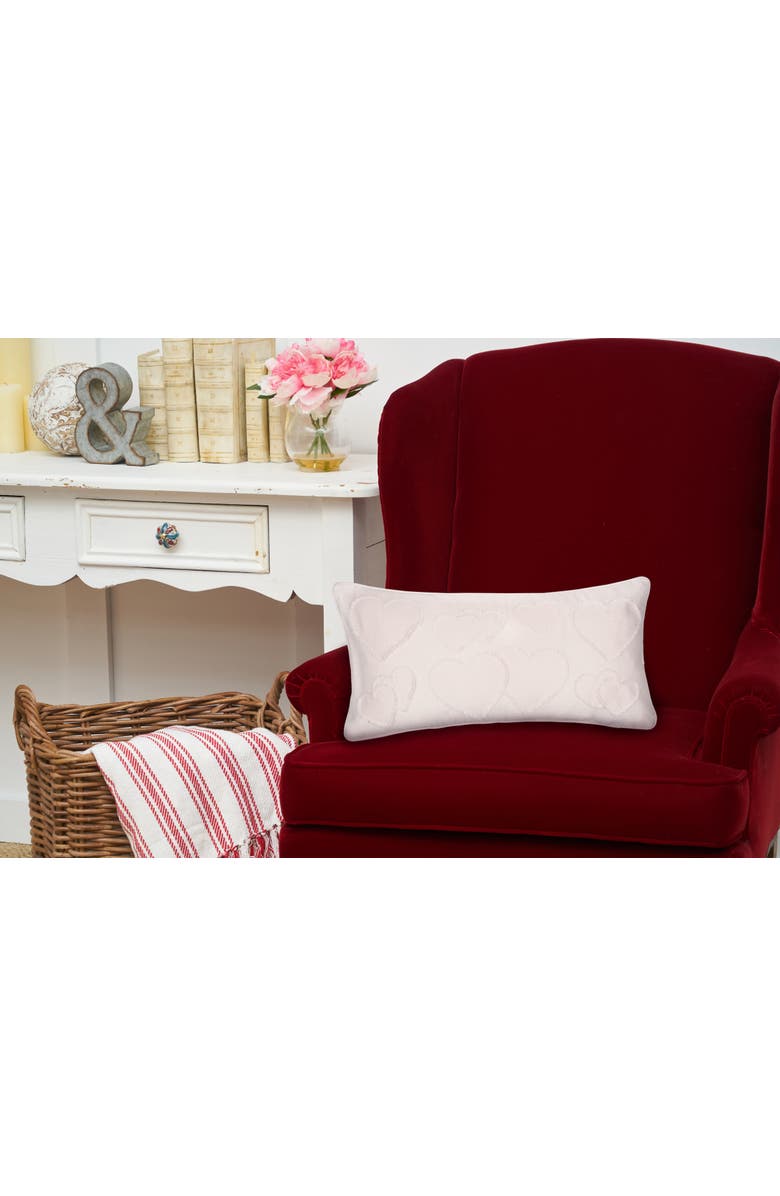 C&F Home White Heart Pattern Applique Accent Throw Pillow 12" x 24", Alternate, color, White