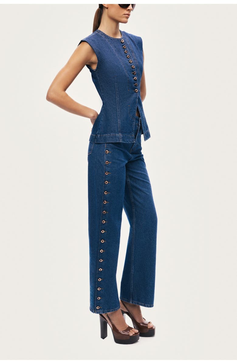 Nocturne Button-Front Denim Vest, Alternate, color, Navy Blue