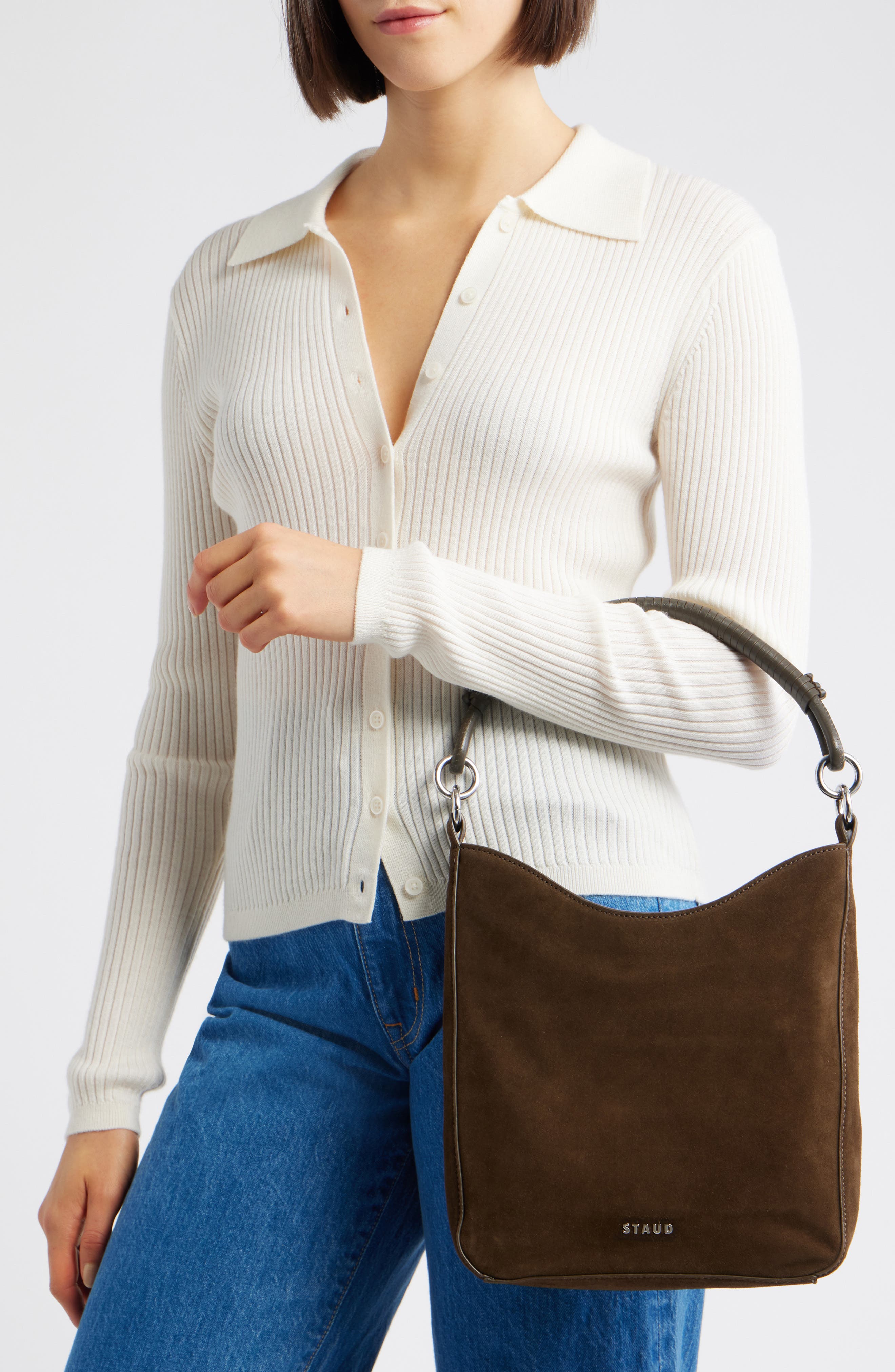 STAUD Mel Suede Shoulder Bag, Alternate, color, 