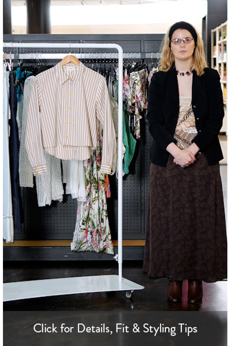 Cosette Stripe High-Low Crop Snap-Up Shirt video