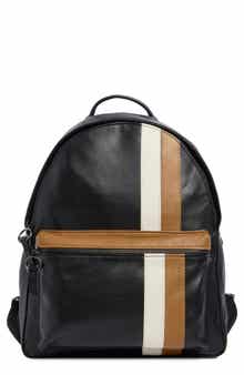 Stripe Faux Leather Backpack