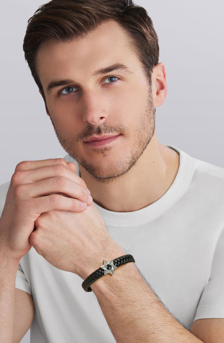 LAGOS Men's Anthem Star of David Leather Bracelet, Alternate, color, Silver