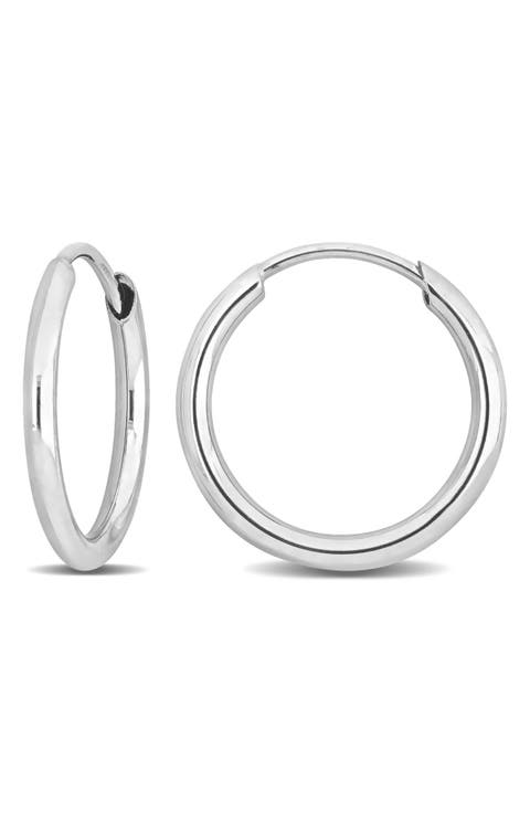 14K White Gold 13mm Hoop Earrings