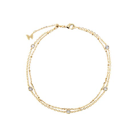 Double Strand Diamond By The Yard Anklet