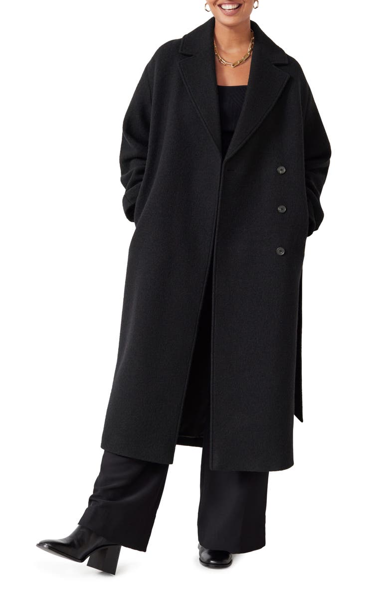 & Other Stories Belted Wool Wrap Coat, Main, color, Black