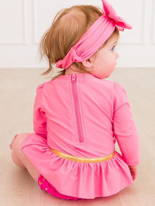 Rufflebutts Baby Girls Upf50+ Princess Long Sleeve Bow Skirted One Piece Swimsuit