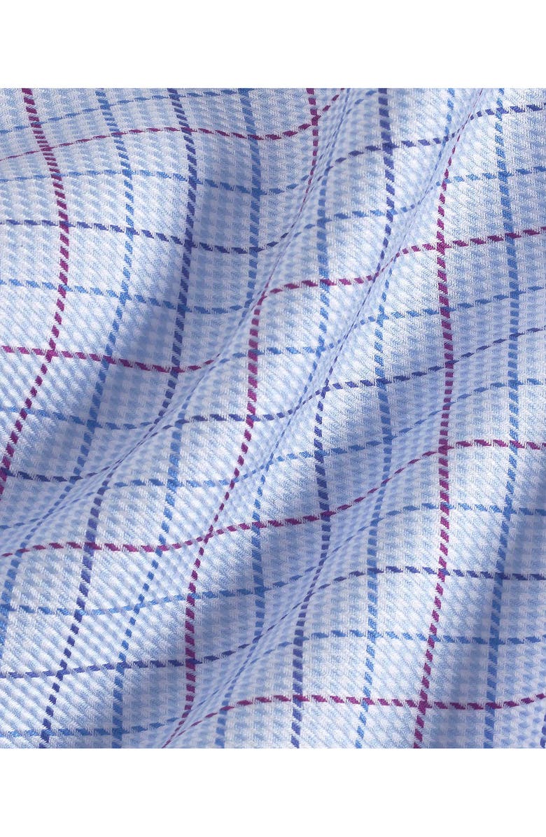 David Donahue Trim Fit Twill Check Dress Shirt, Alternate, color, Sky/ Merlot