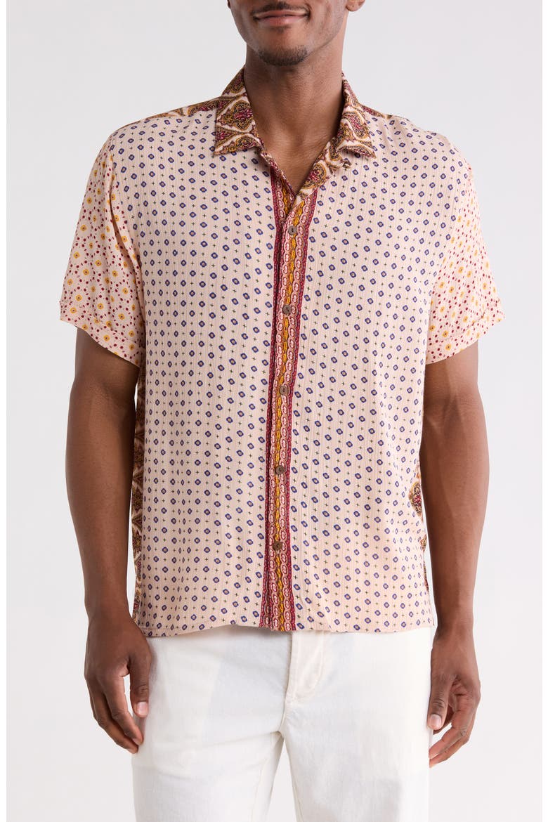 Ijay Short Sleeve Button-Up Shirt, Main, color, BURGUNDY
