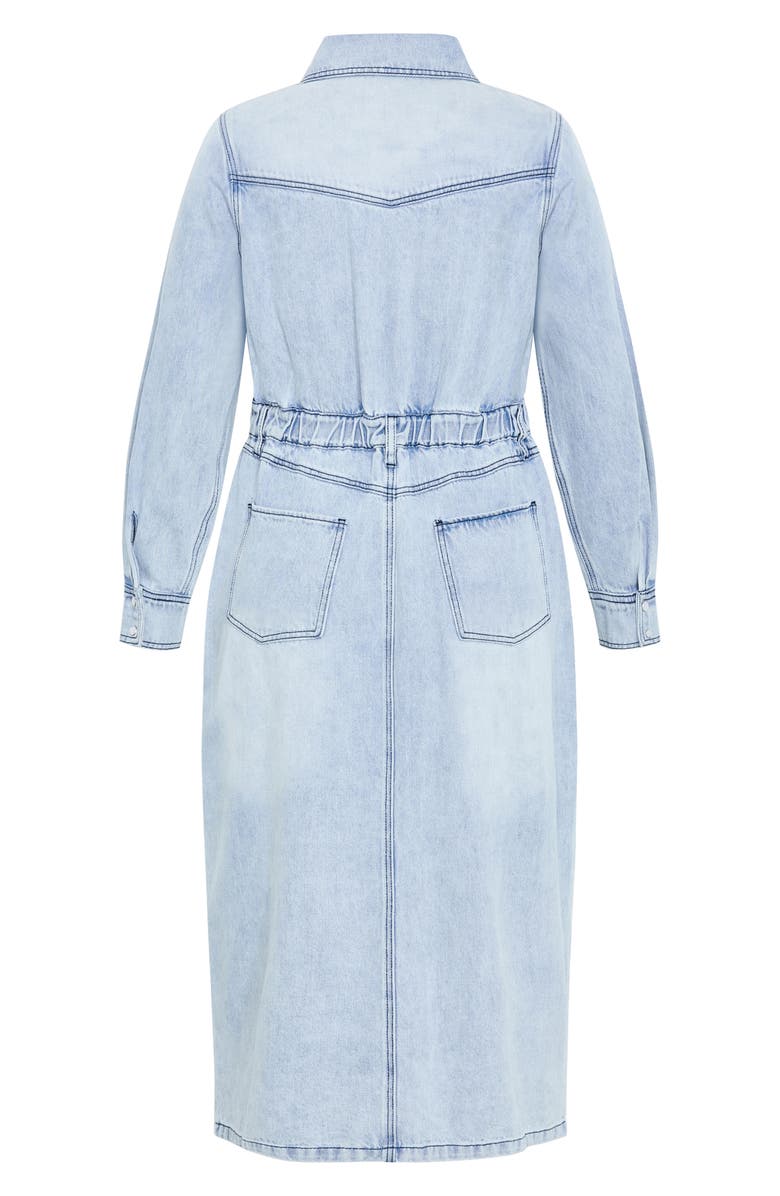 City Chic Elara Denim Midi Shirt Dress, Alternate, color,