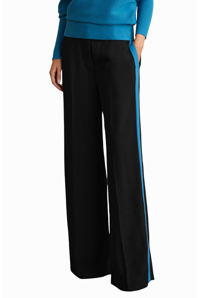 Isla Side Stripe Wide Leg Pants, Main, color, BLACK