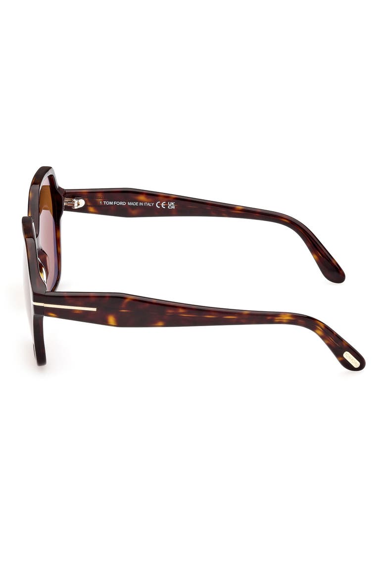 Romy 56mm Geometric Sunglasses, Alternate, color, SHINY DARK HAVANA / BROWN